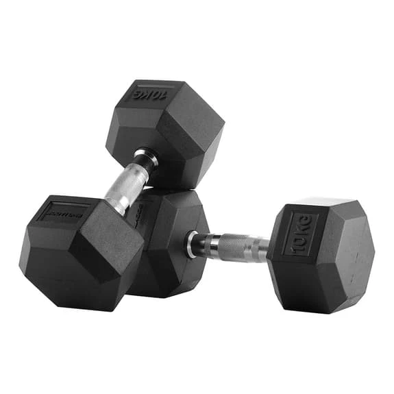 Bodytone Hexagonal Rubber Dumbbells 10 Kg (pair)