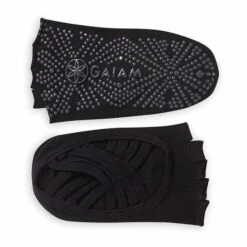 Gaiam Studio Yoga Non-Slip Socks Black Grey Women