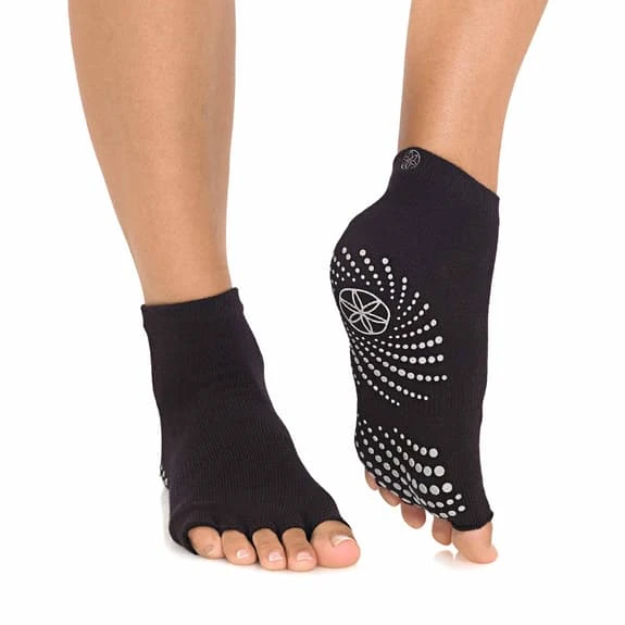 Gaiam Grippy Women Anti-Slip Socks Black Grey (2 Pairs)