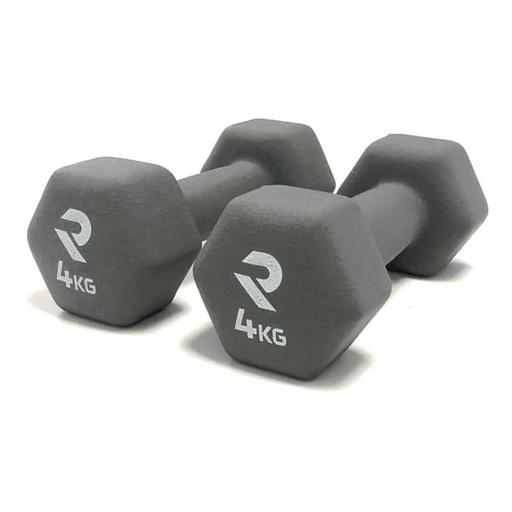 Ruster Neoprene 4 Kg Dumbbells Grey (Pair)