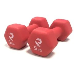 Ruster Neoprene 5 Kg Dumbbells Red (Pair)